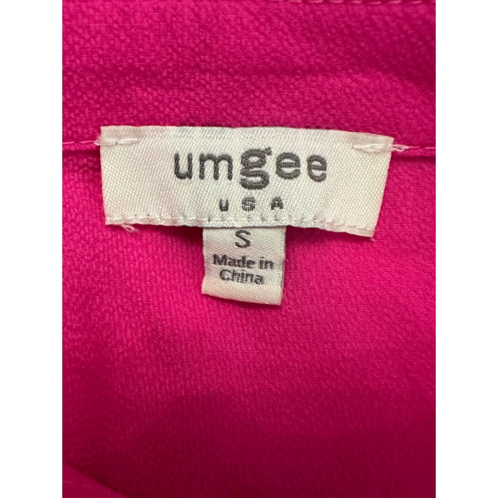 Umgee Hot Pink Tiered Short Ruffle Sleeve Midi Dress Size Small - Picture 10 of 12